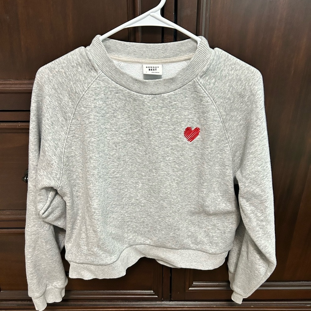 Sunday Best Sweatshirt with Red Heart Embroidery
